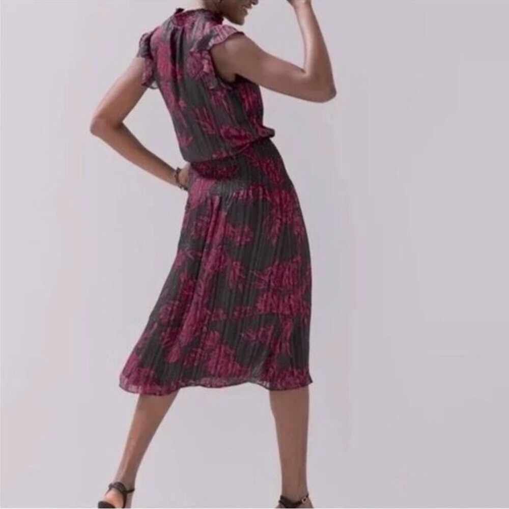 WHBM Smocked Waist Ruffle Midi Dress NWT - Picture 2 of 16